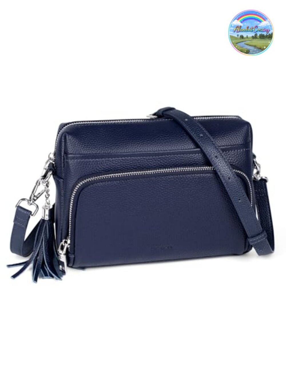 Genuine Leather Crossbody Bag RFID Wallet Travel Purse with Tassel